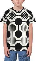 Polka Dot Stripes Black and White Circle T- Shirt Short Novelty for Boys and Girl