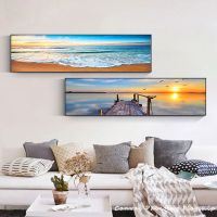 Beach Sunset Seascape ภูมิทัศน์ธรรมชาติ Wall Art โปสเตอร์พิมพ์ภาพวาดผ้าใบ-ทิวทัศน์ภาพ Modern Living Room Home Decor-ผ่อนคลายและ Serene