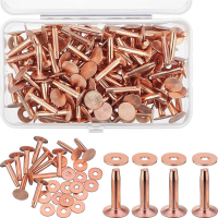 300 Sets Copper Rivets and Burrs Washers Leather Copper Rivet Fastener for Wallets Collars Leather DIY Craft Supplies