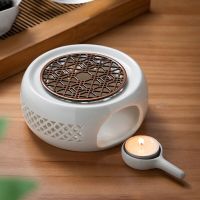 Round Ceramic Teapot Warmer Holder Base Tea Warmer Insulation Base Tea Coffee Water Warmer Candle Heating Base Holder Teaware