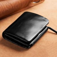 กระเป๋าสตางค์ผู้ชายใหม่ป้องกันการโจรกรรม RFID แบบสั้นมีซิปสามพับกระเป๋าเก็บบัตรธุรกิจกระเป๋า M0ney กระเป๋าใส่เงินหนังแท้ผู้ชาย