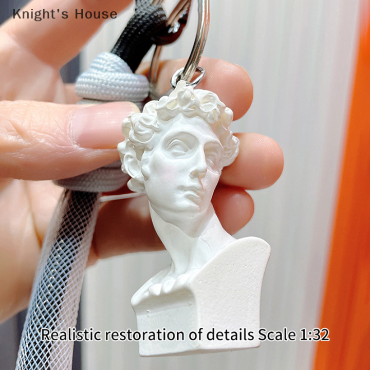 knights-house-พวงกุญแจรูปดาวิดสำหรับนักเรียนสุดสร้างสรรค์ภาพเหมือนศิลปะจี้รูปกุญแจบุคคลกระเป๋านักเรียนของขวัญ