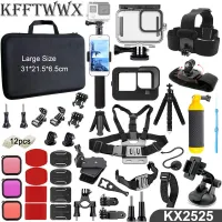 KFFTWWX สำหรับ Gopro Hero 11 10 9ชุดอุปกรณ์เสริมกันน้ำสายรัดขาตั้งกล้อง Monopod Mount สำหรับ Go Pro 11อุปกรณ์เสริมสีดำ