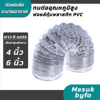ท่อลมฟอยล์ ยาว 6 เมตร ฟอยล์หุ้มพลาสติกพีวีซี อลูมิเนียมท่อหลอดระบายอากาศ ท่อระบายอากาศ ท่อแฟร็ก ท่อยืดหด ท่อเครื่องฟอกอากาศ/พร้อมส่ง