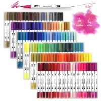 ปากกาเครื่องเขียนหัวแปรงคู่12/48/120/132สีสีน้ำปากกาวาดเส้นอุปกรณ์ศิลปะเครื่องเขียน