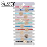 12 pieces lot Tree of Life Charm Bracelets Set Women Children Handmade Elastic Friendship Pulsera Wristband Fashion Jewelry