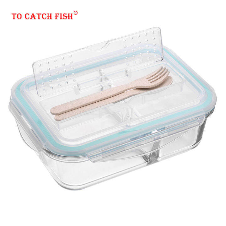 2021korean-style-lunch-box-glass-microwave-bento-box-food-storage-box-school-food-containers-with-compartments-for-kids