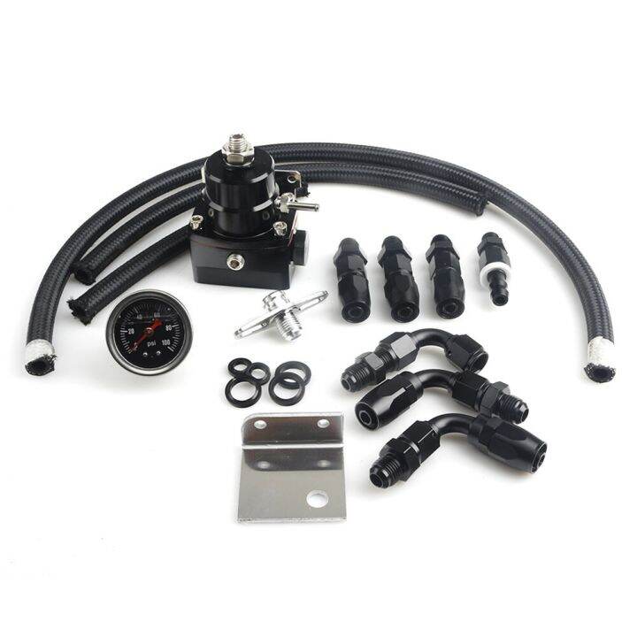 Adjustable Fuel Pressure Regulator Kit Oil 0100Psi Table 6AN Black