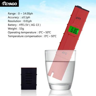 RCYAGO LCD ดิจิตอลประเภทดินสอสีแดง PH Tester จำนวนเครื่องทดสอบสระว่ายน้ำ ORP-2069 มิเตอร์ ORP