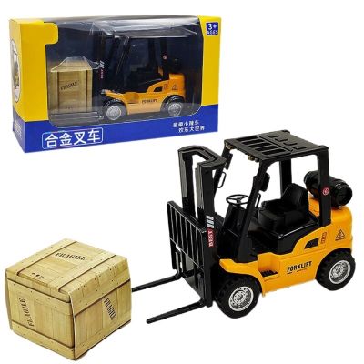 Die-cast Forklift Truck Joints Model Vehicle Pull Back &amp; Go Car Interactive Realistic Car Toy Toddler Boys New Year Gift