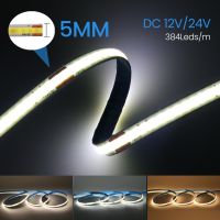 5MM 384LEDs/M Flexible Soft COB Strip Light Bar 12V 24V RA90 3000K 4000K 6000K Linear Lighting FCOB LED Tape Ribbon Lamp 5M/roll