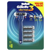 ( X 1 ) GILLETTE ยิลเลตต์ เวคเตอร์ ทรี ด้ามมีดโกน+ใบมีดโกน 5ชิ้น [ส่งฟรี] Gillette Yillette, a razor handle+5 pieces of razor blades [Free Shipping]