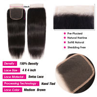 UNice Hair 5X5 HD Lace Closure zilian Straight Hair Lace Closure Virgin Human Hair Closure 4 "X 4" Swiss Lace 1ชิ้น