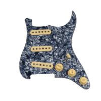 WK-Loaded Pickguard Pickups Guitar Alnico 5 Pickups SSS Single Coils Pickups /Yellow Pickup Covers Set