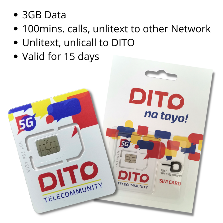 DITO SIM Card simcard 5G Tricut with free 3Gb 3 GB Data 100mins call