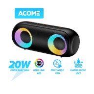 ACOME A20 Loa Bluetooth Công Suất 20W Hiệu Ứng LED RGB Chống Nước IPX7 30H Sử Dụng Liên Tục thumbnail