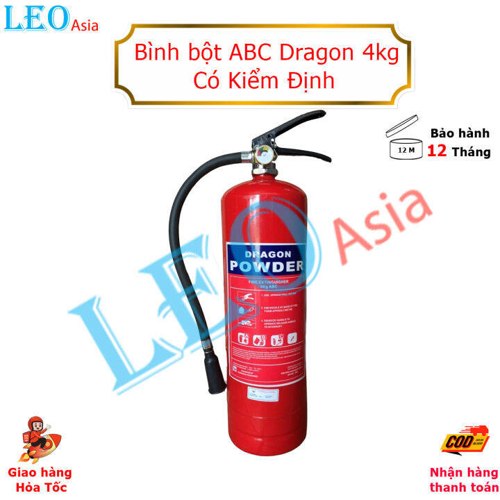 [CÓ TEM KIỂM ĐỊNH PCCC] Bình chữa cháy bột ABC MFZL4 4kg DRAGON Dùng ...