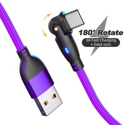 3A 180° Rotate USB Cable For iPhone 13 Pro TCL Stylus Tab 10s 5G TCL Tab 10 HD 4G 30 TCL 30SE 10SE TCL 30E 20 XE Micro Charger Wall Chargers