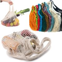 Reusable Fruit Vegetable Bag Washable Cotton Mesh Grocery Bags Cotton String Bags Net Shopping Bags Mesh Bags for Fruit Storage