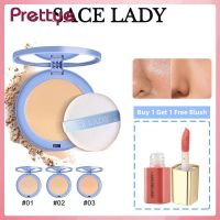 Prettye เครื่องสำอางแป้งทาหน้าควบคุมความมันด้านติดทนนานไร้ที่ติ,แป้งกันน้ำหน้าสุภาพสตรีพร้อมกระจกเครื่องสำอางผู้หญิง