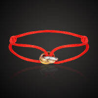 Vankeliif Simple stainless steel three round combination women celet classic hand made rope red string popular jewelry