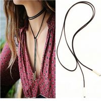 New Fashion Cute Wrap Faux Leather Choker Necklaces Women Long Velvet Rope Statement Necklace DIY Jewelry Girlfriend Gifts