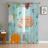 Animal And Flowers Fox Bay Window Screening Curtains Drape Panel Sheer Tulle For Living Room Bedroom Voile Organza Curtains