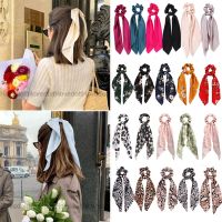 ▼✒ Fashion Solid Color Bow Satin Long Ribbon Ponytail Scarf Hair Tie Scrunchies Women Girls Elastic Hair Bands Hair Accessories