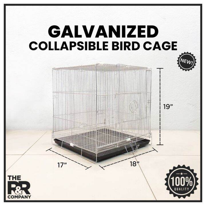 Heavy Duty Collapsible Bird Cage Galvanized Double Single Free Pooptray