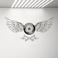 Vinyl Decal Wheel Wings Car Repair Garage Wall Stickers Cool Decor Removable Man Cave Wall Decals Wallpaper Ornament 3930