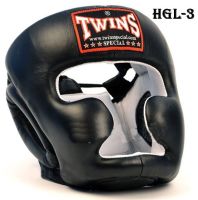 Twins special Head guards HGL-3 Black ( Size S,M,L,XL) Protector for Training เฮดการ์ด ทวินส์ สเปเชี่ยล สีดำ ใช้ป้องกันศรีษะ ทำจากหนังแท้ ผลิตในประเทศไทย