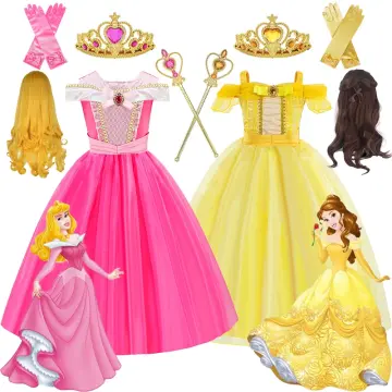 Disney Girls Princess Dress Sleeping Beauty Aurora Cosplay Costume