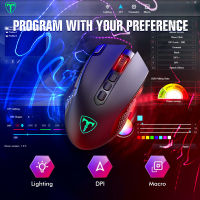 PICTEK Wireless Mouse Rechargeable Ergonomic Gaming Mouse with 10 Programmable Buttons RGB Backlit 10000 DPI Mice for PC Gamer