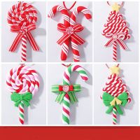 Christmas Tree Decoration Ornament Simulated Soft Clay Lollipop Red White Candy Cane Xmas Tree Pendants Xmas 2023 Decor For Home