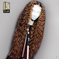 Colored Ombre 13x4 Brazilian Natural Curly 1B/27 Lace Front Human Hair Wigs 130 Density For Women Black Remy Hair Low Ratio JK Gift ของขวัญ