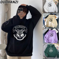 DUOHANZI เสื้อฮู้ดเกาหลีทรงหลวม เสื้อสเวตเตอร์มีฮู้ดสำหรับผู้หญิง เสื้อกันหนาวผ้าสเวตเตอร์สำหรับผู้หญิง ดีไซน์เรียบง่าย พิมพ์ลายการ์ตูนน่ารักๆ มี 5สีให้เลือก ไซส์ S-3xl