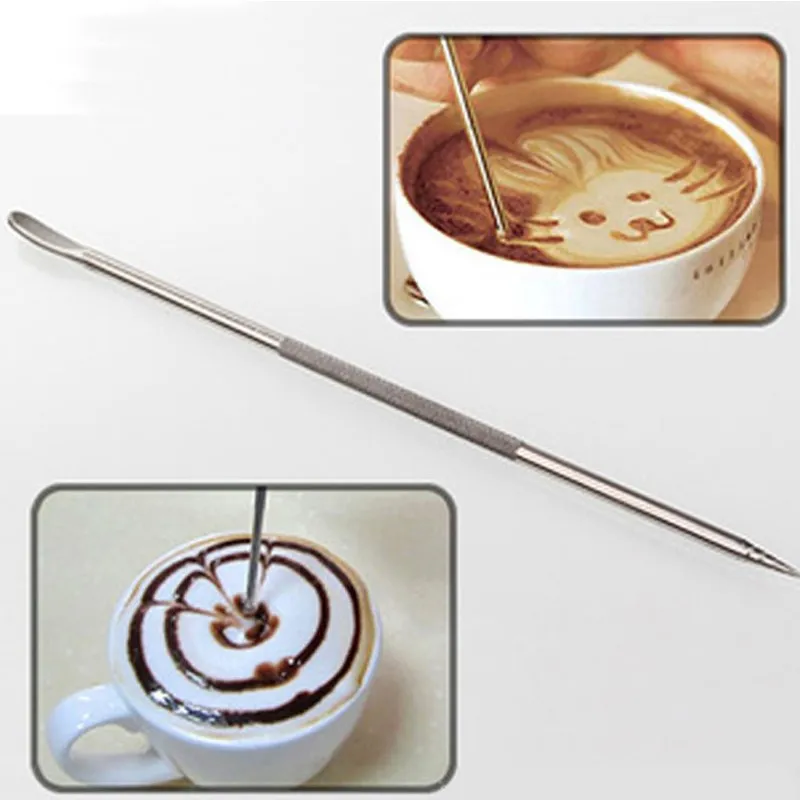 Latte Art Set (3 Tools) for Latte Art, Cappuccino and Espresso, SANTOW Espresso Latte Art Tools, Spoon & Lance, Spatula & Spike and Knob & Hook