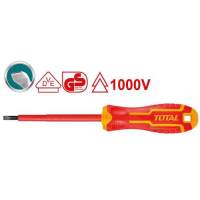 TOTAL ?? ไขควงหุ้มฉนวน ปากแบน  รุ่น THTIS4100 ขนาด 4 นิ้ว ปลายแม่เหล็ก Insulated Screwdriver ไขควงกันไฟฟ้า เครื่องมือช่าง โททอล