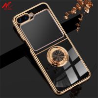 For Samsung Z Flip 5 Phone Case Luxury Electroplate Full Protect Soft Silicone Cover for Galaxy Z Flip 3 4 ZFlip5 4 Ring Holder Phone Cases