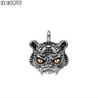 Vintage 925 Silver Tiger Pendant Real Sterling Silver Power Man Pendant PUNK Jewelry Tiger Head Necklace