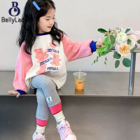 2 Pieces Girls Sweatshirt Leggings Suit Cute Cartoon Printing Fleece Lined Tops Tights Legging Set【fast】