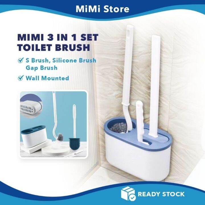 Mimi 3 In 1 Set Silicone Toilet Brush Crevice Brush Tools Toilet Bowl Pan Cleaning Accessories 7237