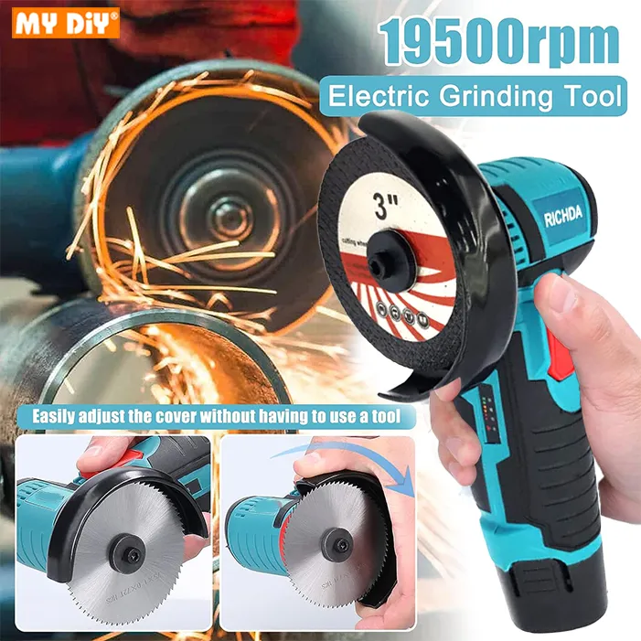 12V Mini Angle Grinder Machine 19500 rpm Brushless Cordless Angle Grinder  Polishing Machine Power Tool with Battery Diamond Cutting Wheel with Battery  and Charger Essential Tools for Workers And Home Improvement