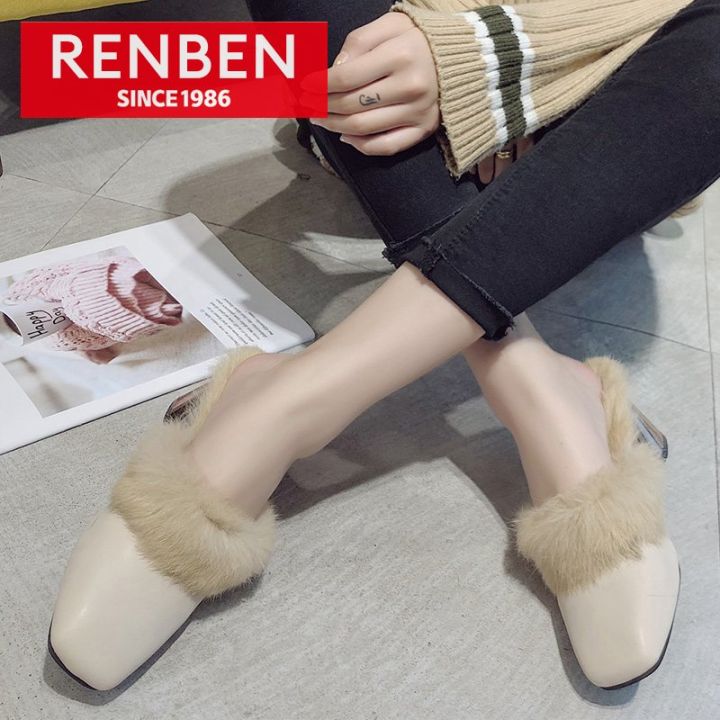 renben-รองเท้าแตะส้นสูงครึ่งส้นสำหรับผู้หญิง-เสื้อนอกส้นสูงปานกลางส้นสูง