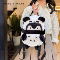 C &amp; K กระเป๋ากำมะหยี่ขนยาวสไตล์ญี่ปุ่นสำหรับเด็กผู้หญิง Tas Ransel Panda น่ารักกระเป๋าเด็กเป้สะพายหลังการ์ตูนทันสมัยและอเนกประสงค์