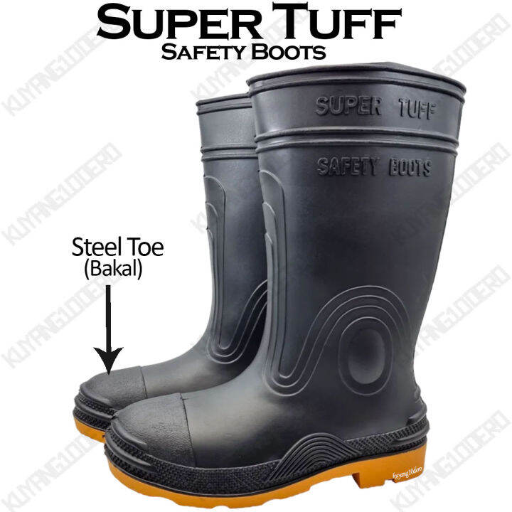Super Tuff "Steel Toe" Safety Rain Boots for Men Waterproof (yellow