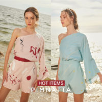 PIMNATTA Sofia Top เสื้อไหล่เดียว ผ้าพิมพ์ลายไหมอิตาลี (สินค้าพร้อมส่ง) ผ้าทรงพลิ้ว ใส่ถ่ายรูปน่ารักมาก ไปคาเฟ่ ไปทะเล