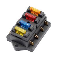 12V 24V Auto Car Truck 4 Way Blade Fuse Block Fuse Box Unit Catch-holder 4Pcs Fuses Circuit Standard ATO Fuses Accessories