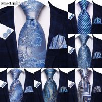 ✟✿✚ Fashion Designer Light Blue Floral Paisley Silk Wedding Tie For Men Handky Cufflink Mens Necktie Business Party Dropship Hi-Tie