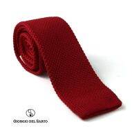 Giorgio Del Sarto Knitted Necktie Red with Fabric Texture เนคไทไหมพรมสีแดงมีเท็กเจอร์